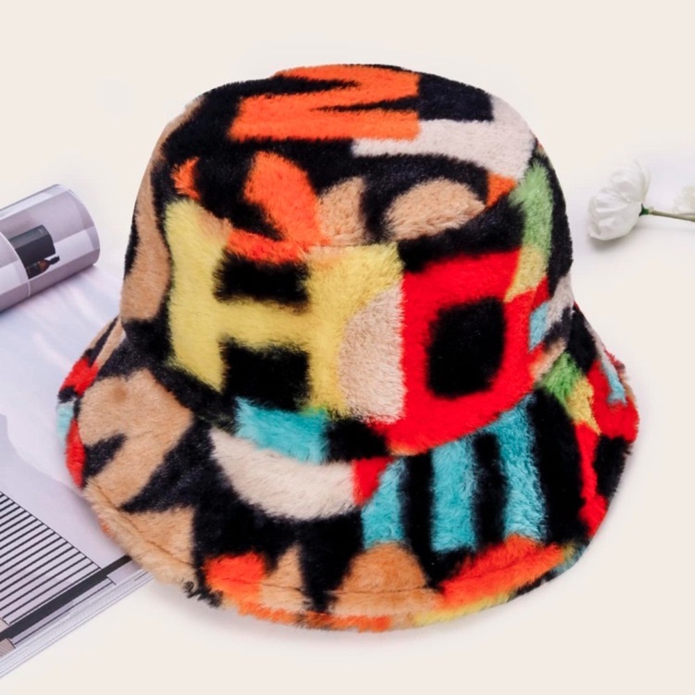Colorblock Plush Bucket Hat